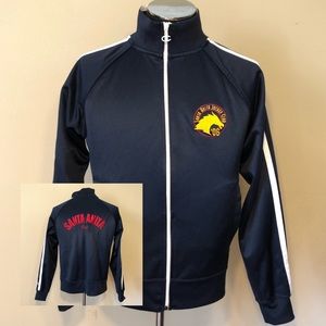 Champion Navy Blue Track Jacket with White Piping and Red Logo